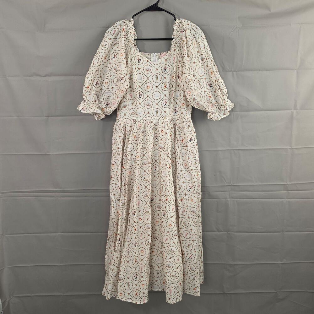 Ivy City Co Dress Medium Nutcracker Ballet Maxi Puff Sleeve Multi Cottagecore